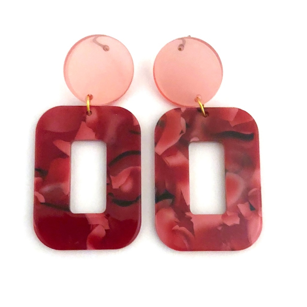 Red Abstract Earrings